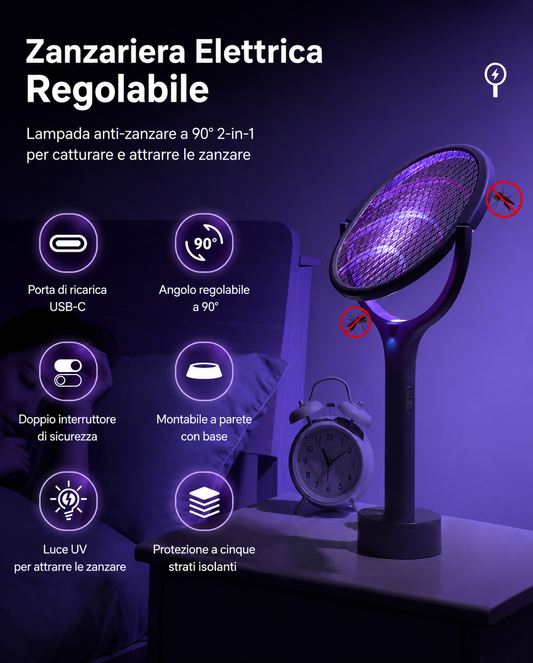 Racchetta Antizanzare 5in1 Ricaricabile